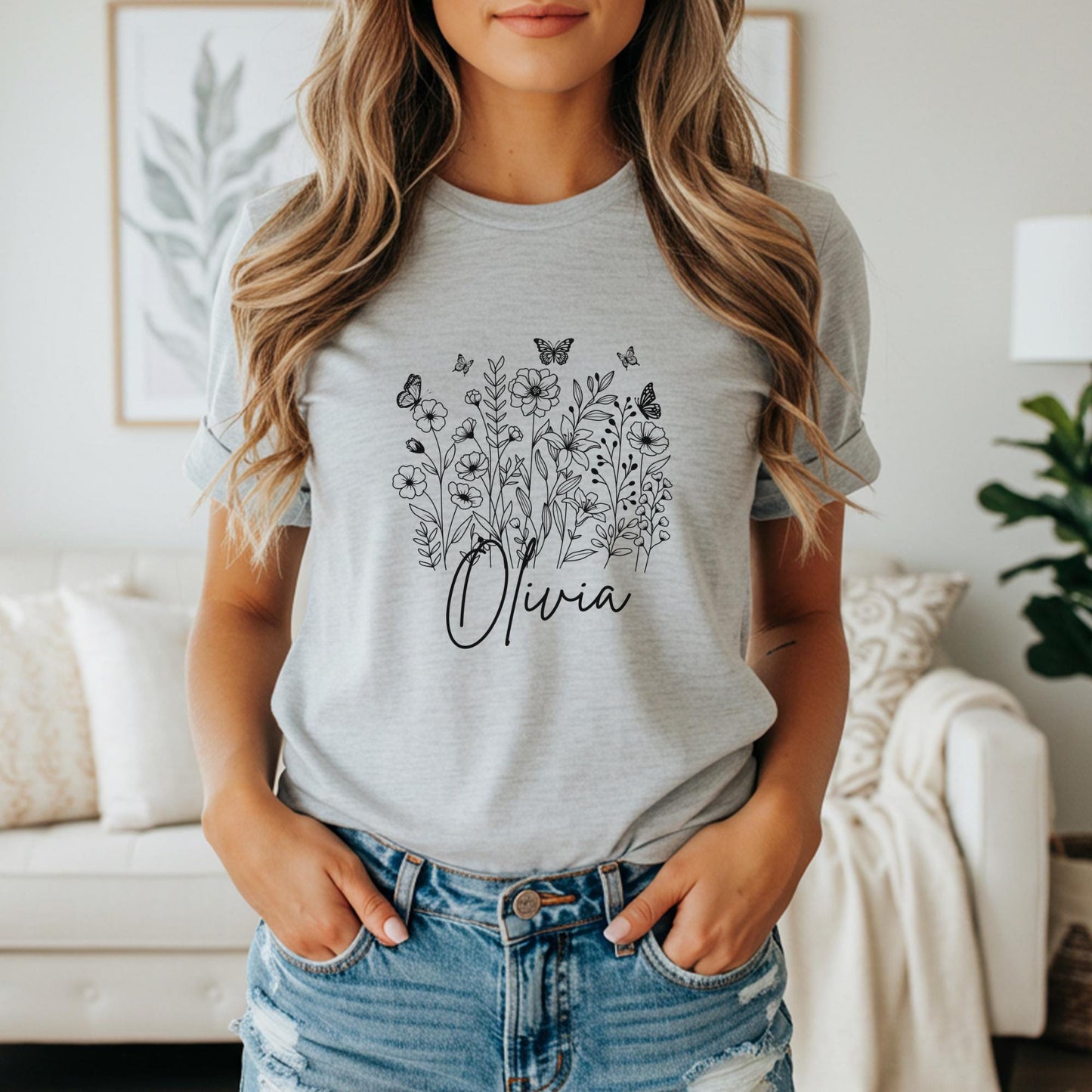 Personalized Kids And Adult Floral Shirt | Boho Wildflower Tee for Spring and Summer