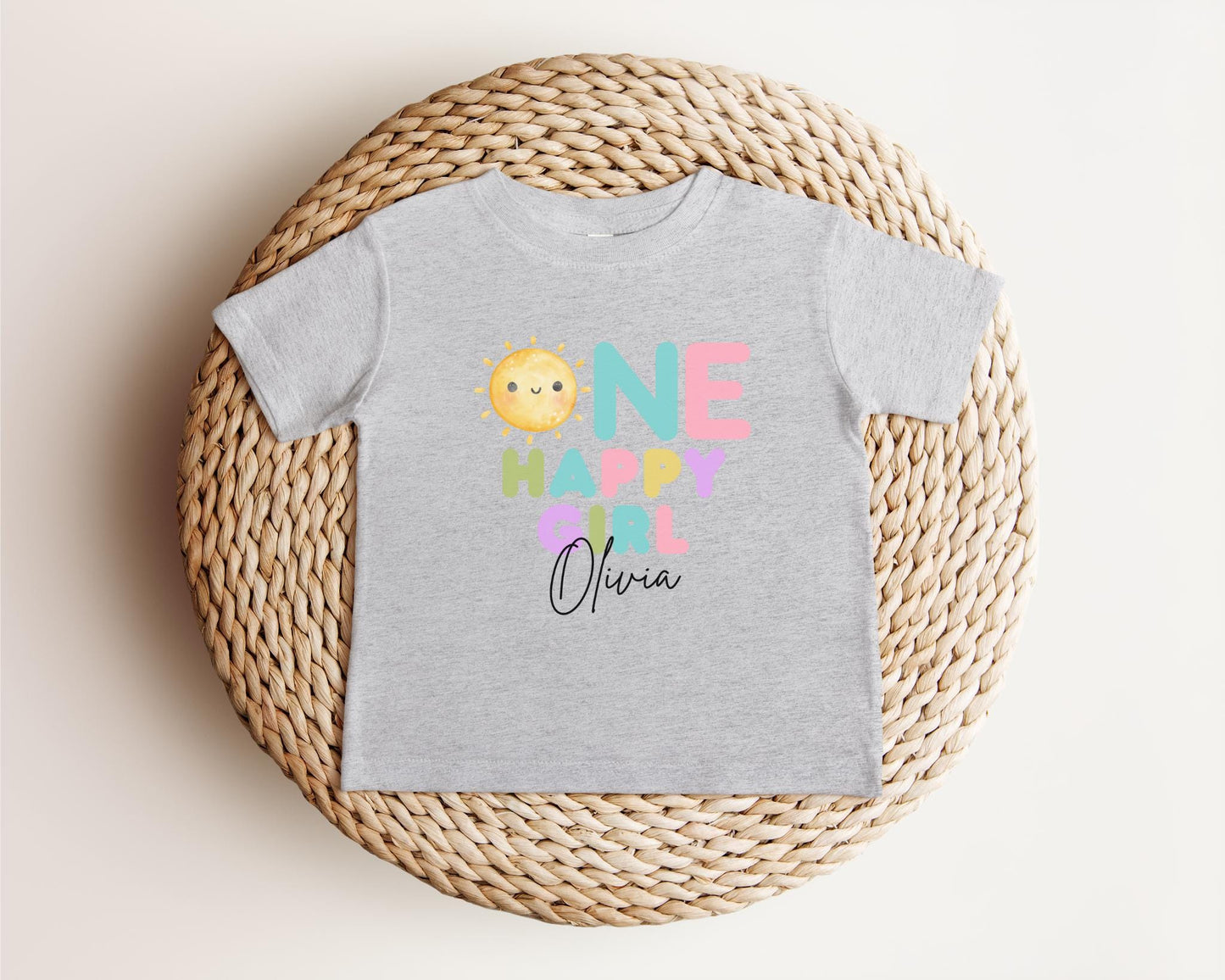 Personalized One Happy Girl First Birthday Shirt | 1st Birthday Shirt for Girl | First Trip Around the Sun Outfit