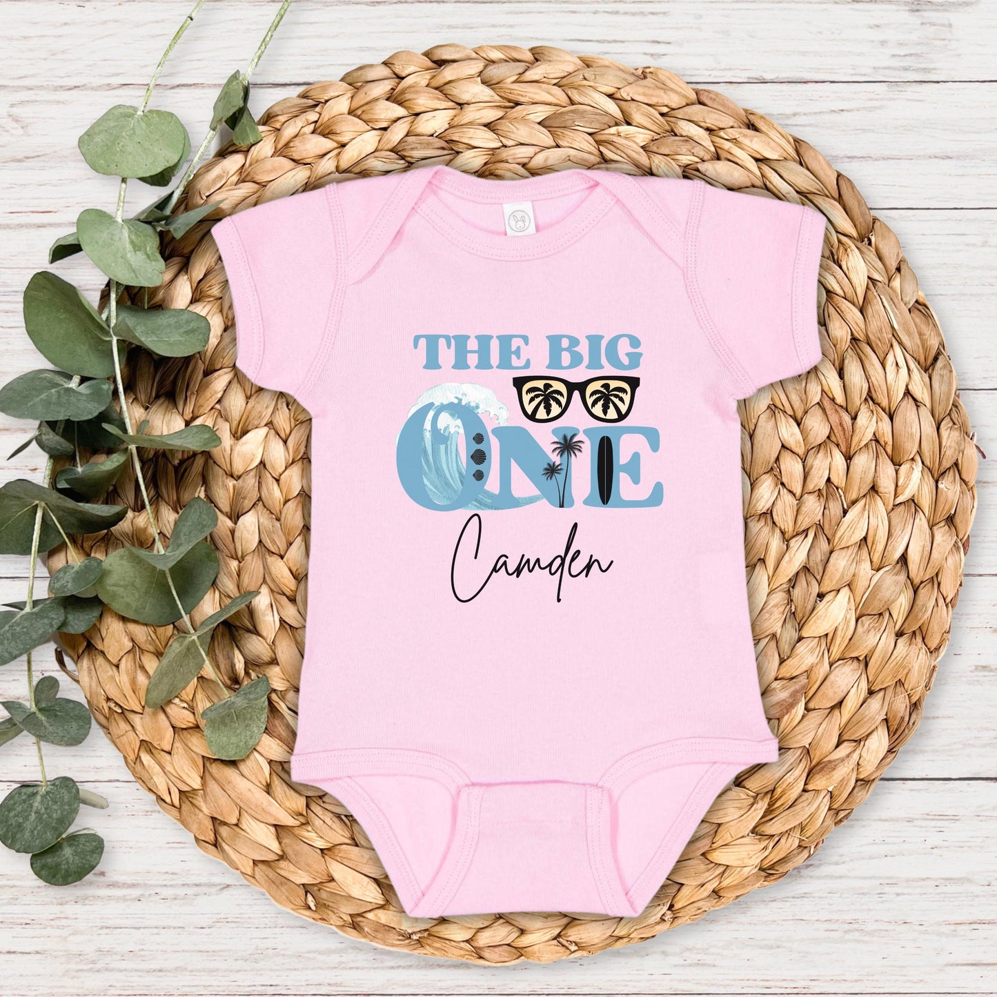 Personalized The Big One Boy Surfing First Birthday Shirt | Beach Surfboard 1st Birthday Outfit