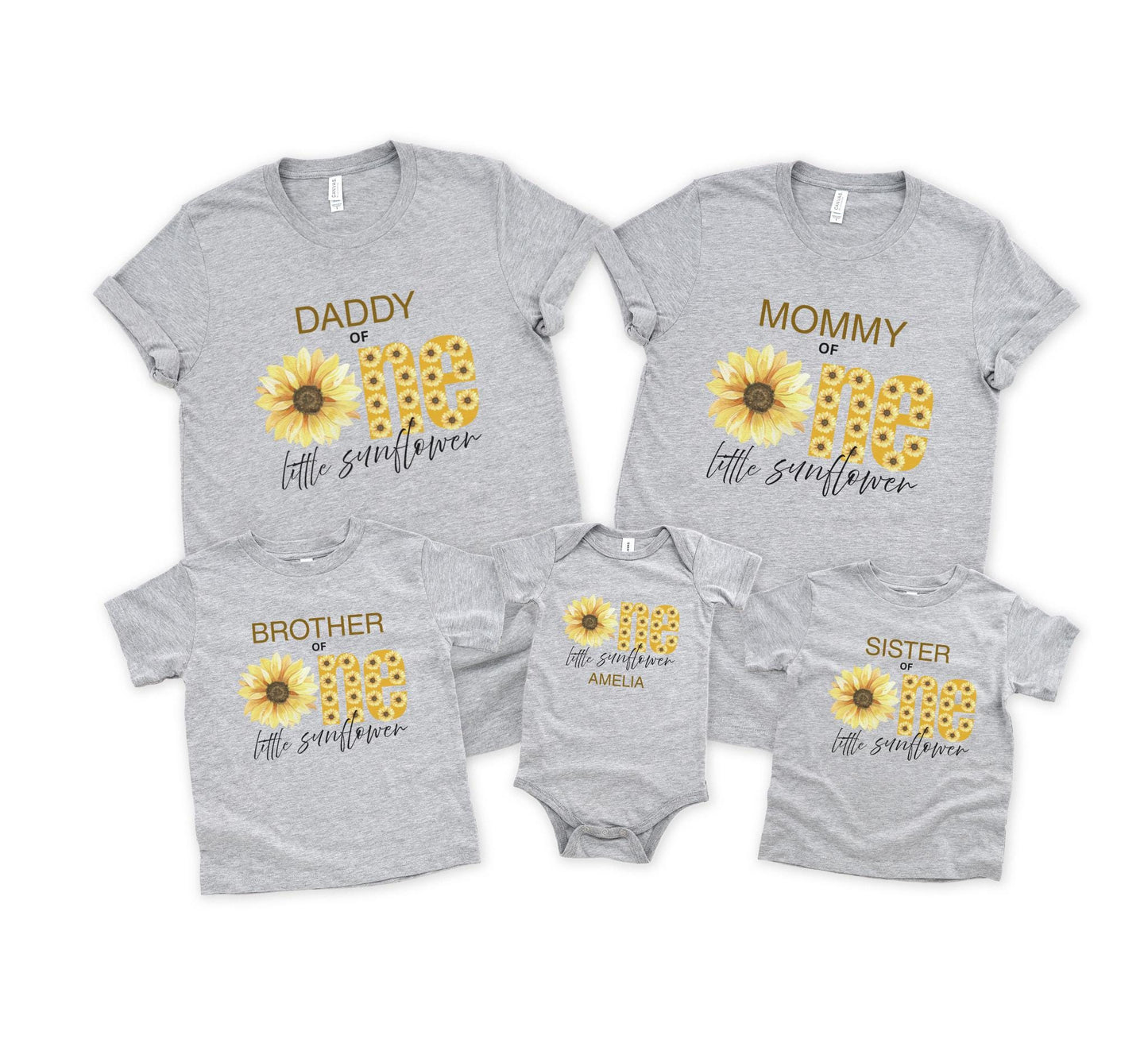 Sunflower First Birthday Family Matching Shirts: Girl 1st Birthday Floral Summer Fall Outfit