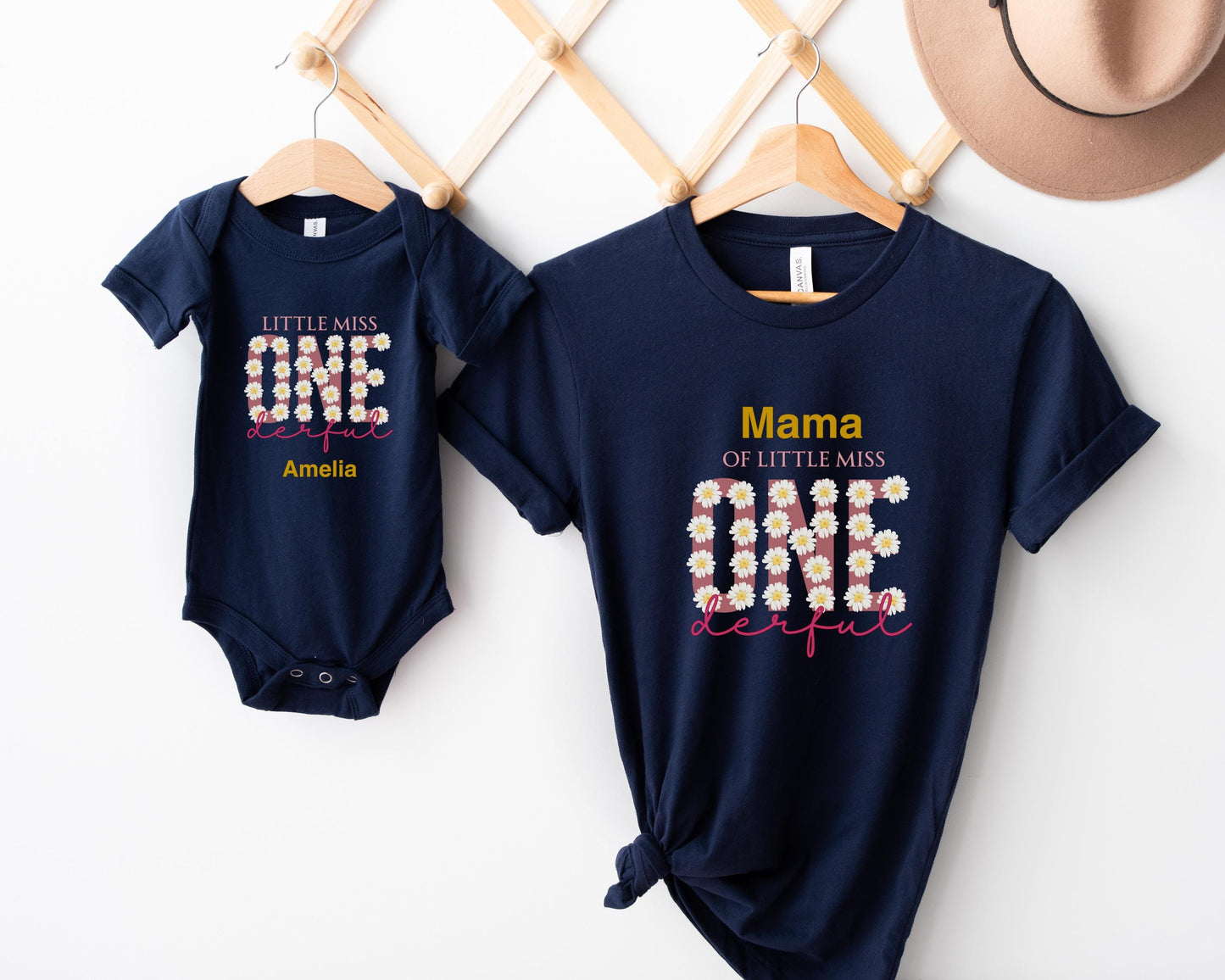ONEderful First Matching Family Birthday Shirts: Daisy Themed Little Miss Onderful 1st Birthday Outfit