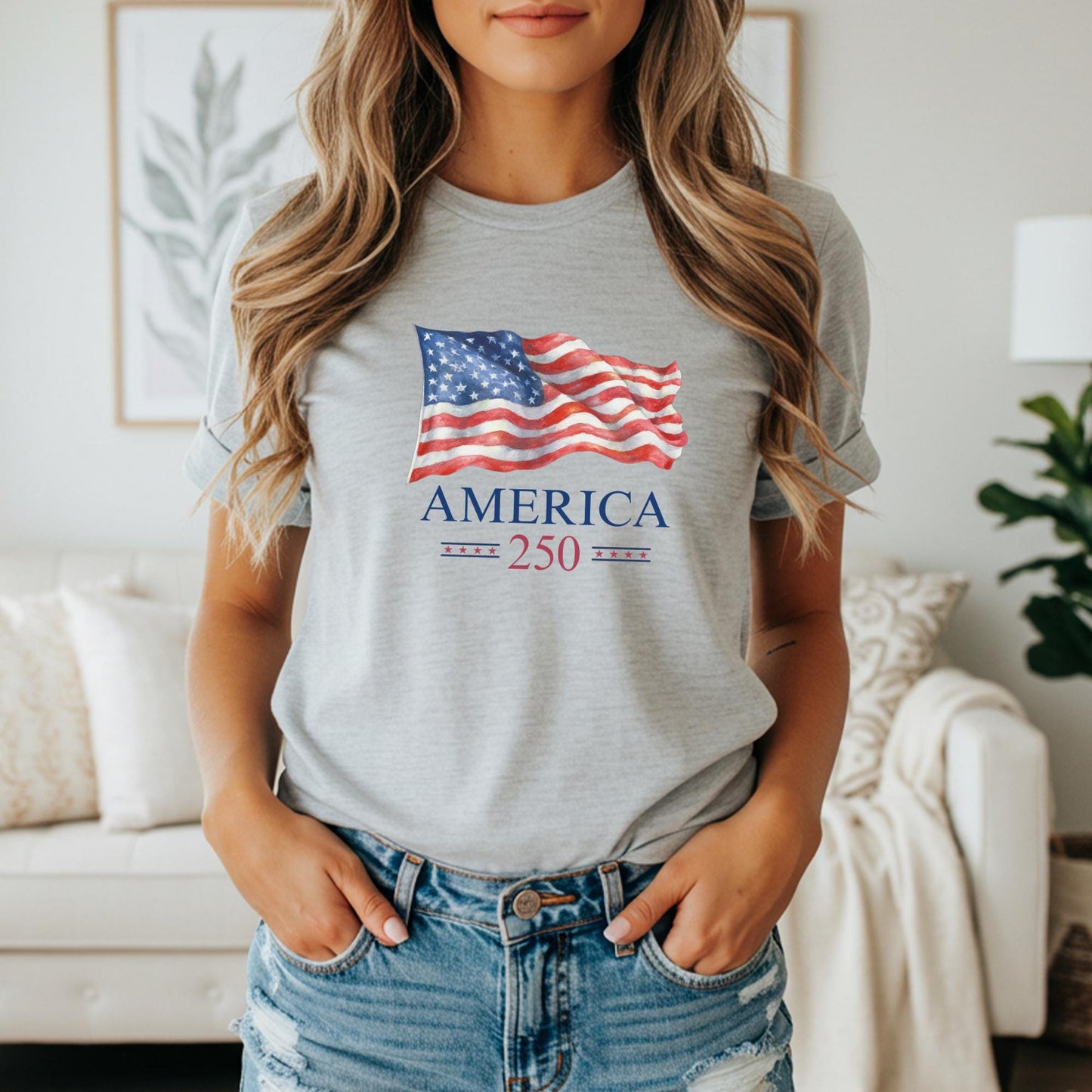 America 250th Anniversary Shirt: Patriotic American Flag July 4th Memorial Day Family Tee