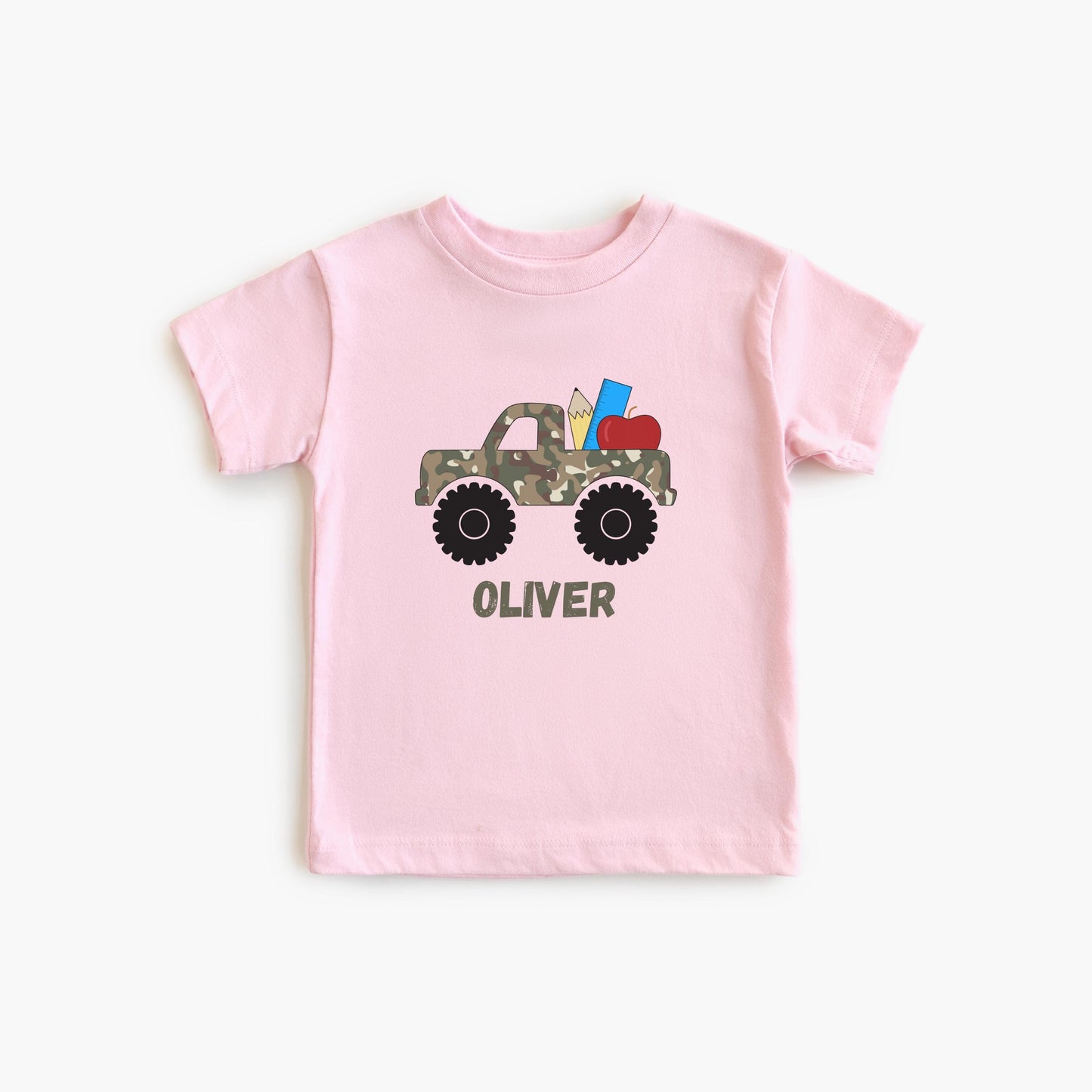 Personalized Camouflage Monster Truck Shirt: Back to School Kids Tee