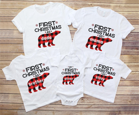 Personalized Christmas Card Family Matching T-Shirts