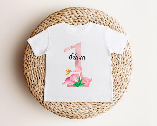 Dinosaur First Birthday Shirt | 1st Birthday Outfit | Personalized Birthday Tee | Custom Birthday Girls Gift | One A Saurus Shirt