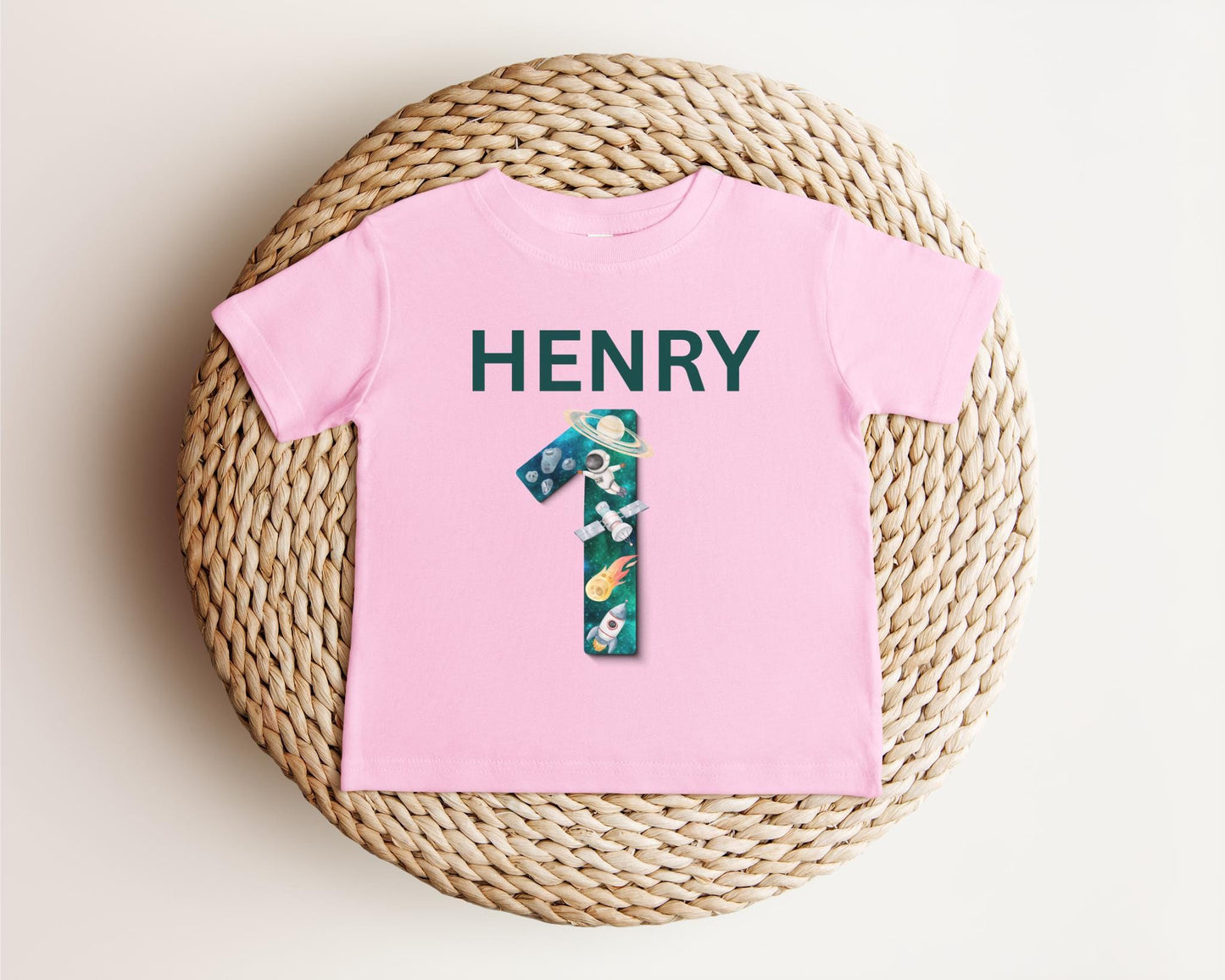 Personalized Outer Space 1st First Birthday Shirt | Astronaut Rocket Birthday Tee | Custom Space Birthday Party Outfit | Cake Smash