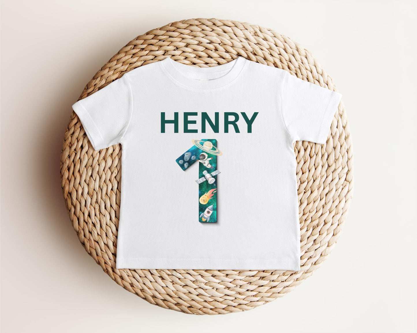 Personalized Outer Space 1st First Birthday Shirt | Astronaut Rocket Birthday Tee | Custom Space Birthday Party Outfit | Cake Smash