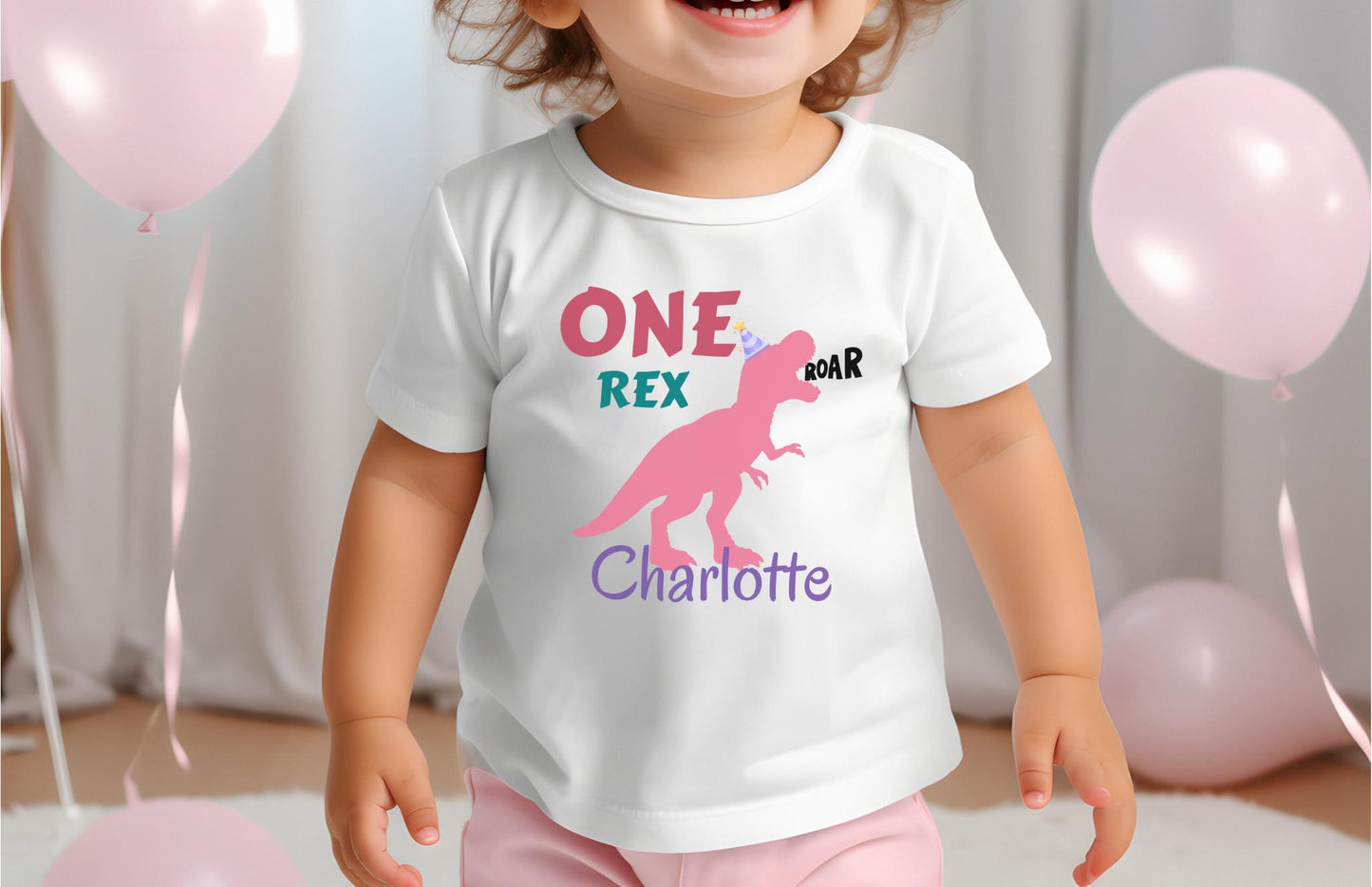 Dinosaur First Birthday Shirt | 1st Birthday Outfit | Personalized Girl Birthday Tee | Custom Kids Gift | Birthday T-Rex Toddler Shirt