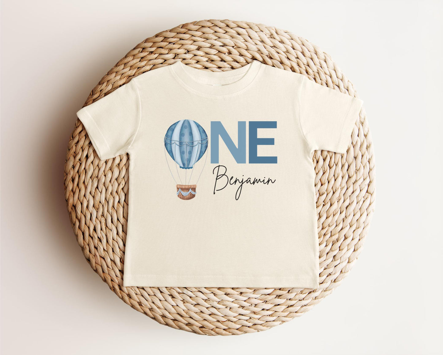 Personalized Blue Hot Air Balloon First Birthday Shirt: 1st Birthday Cake Smash Outfit