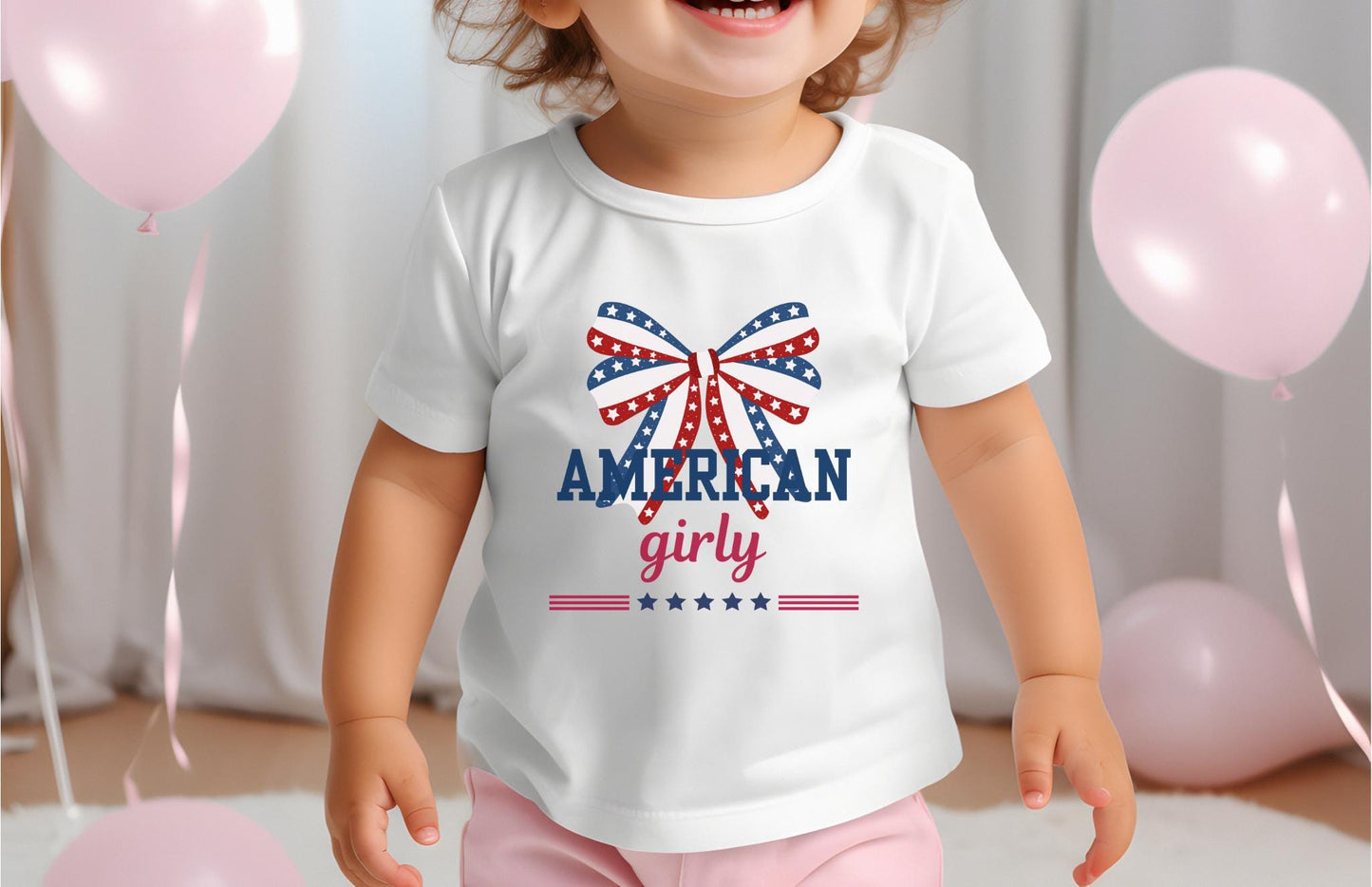 American Girly Fourth of July Tee: Patriotic Coquette Independence Day Outfit