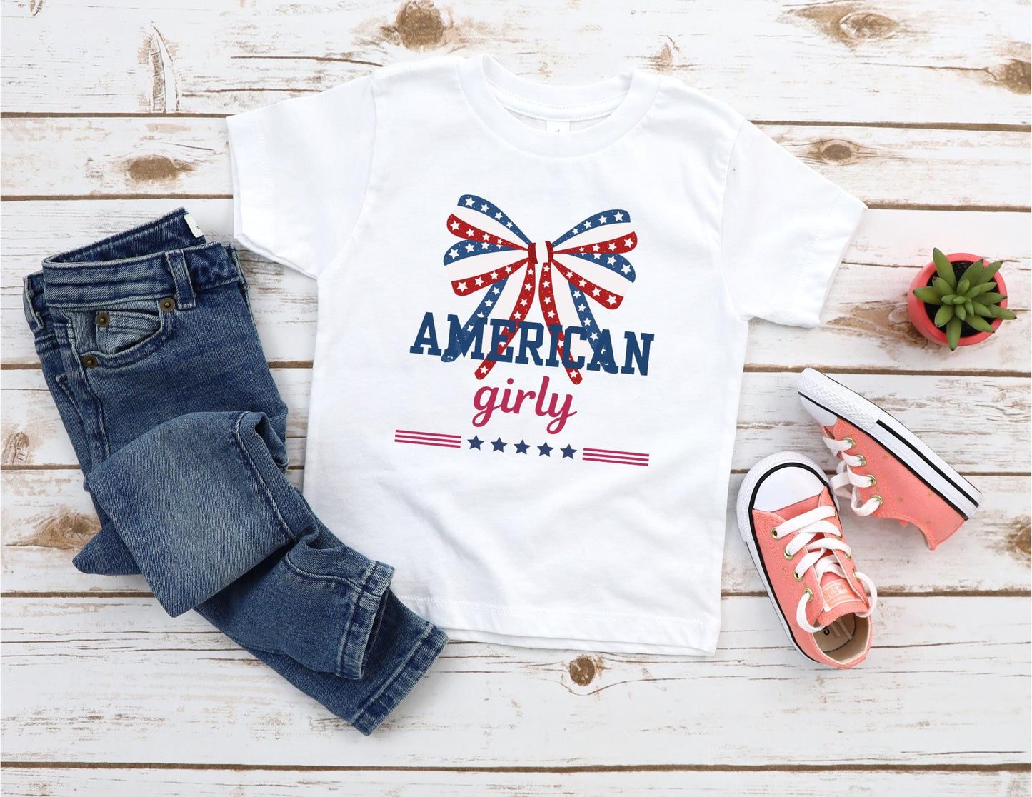 American Girly Fourth of July Tee: Patriotic Coquette Independence Day Outfit