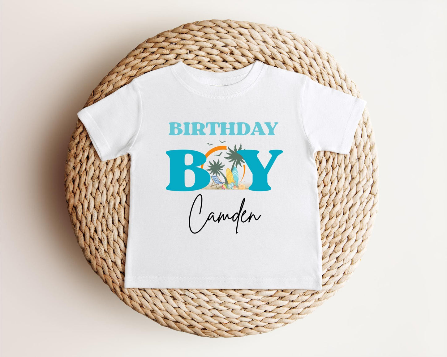 Personalized Surf Birthday Boy Shirt: Beach Themed 1st Birthday Shirt