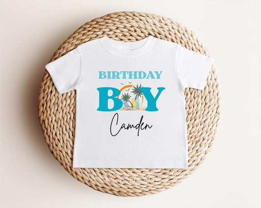 Personalized Surf Birthday Boy Shirt: Beach Themed 1st Birthday Shirt