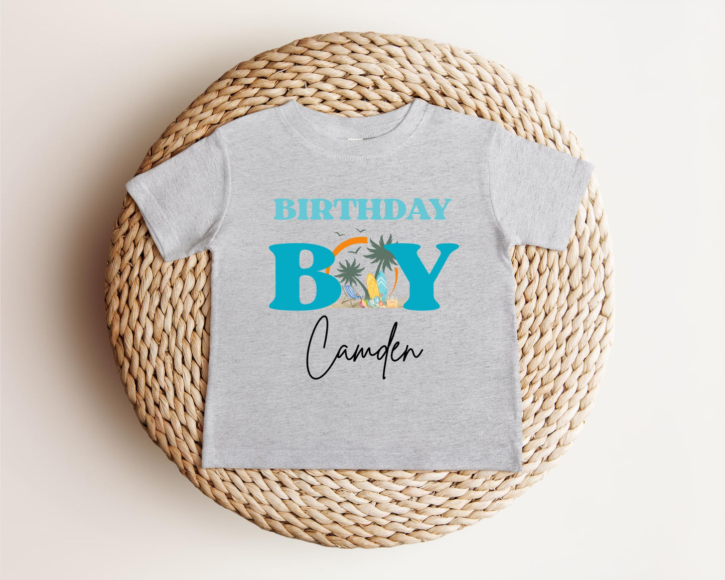 Personalized Surf Birthday Boy Shirt: Beach Themed 1st Birthday Shirt