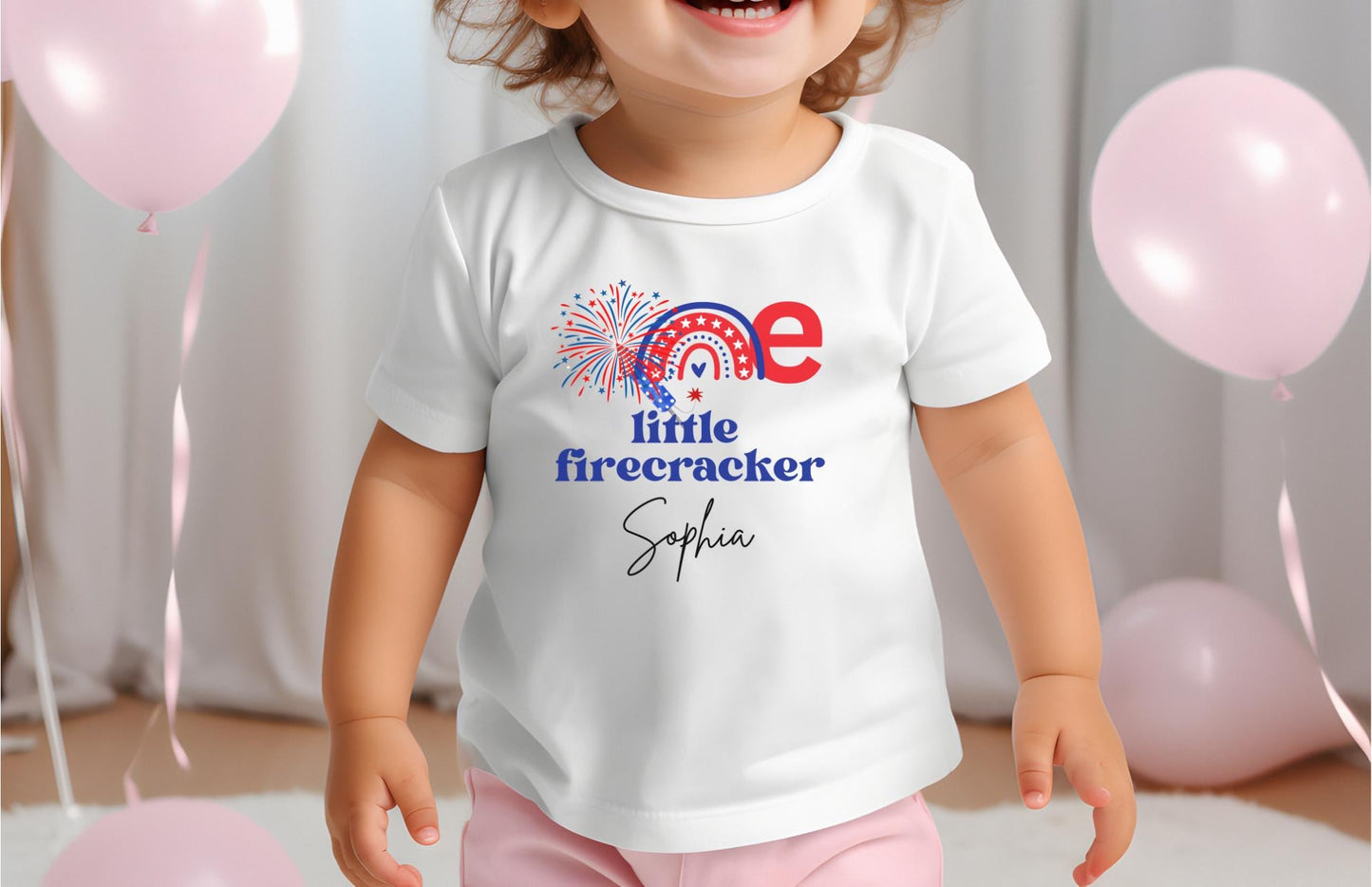 One Little Firecracker First Birthday Shirt | Patriotic Fourth of July 1st Birthday Party Outfit