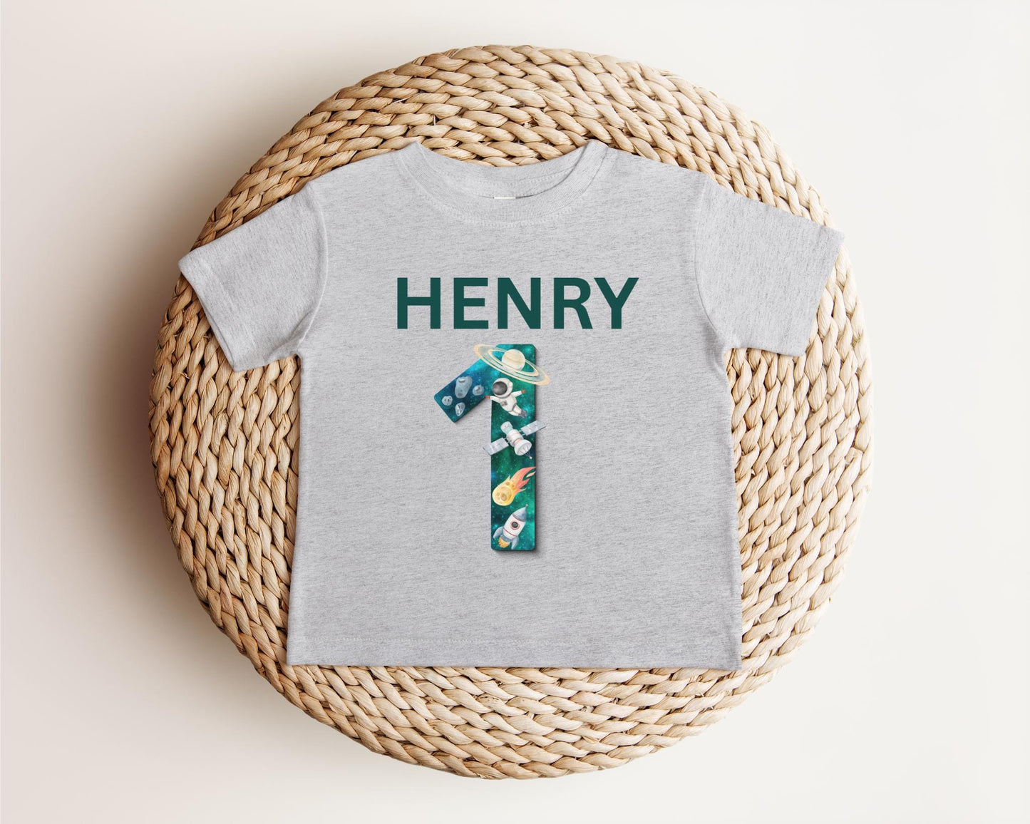 Personalized Outer Space 1st First Birthday Shirt | Astronaut Rocket Birthday Tee | Custom Space Birthday Party Outfit | Cake Smash