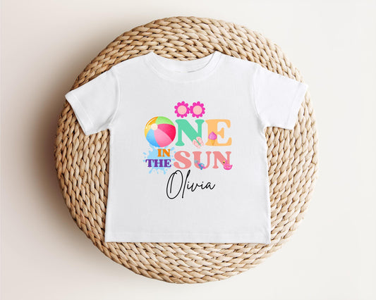 Personalized One In The Sun Pool Party Theme Birthday Girl Shirt | 1st Birthday Outfit | Summer Splish Splash Swimming Birthday Party