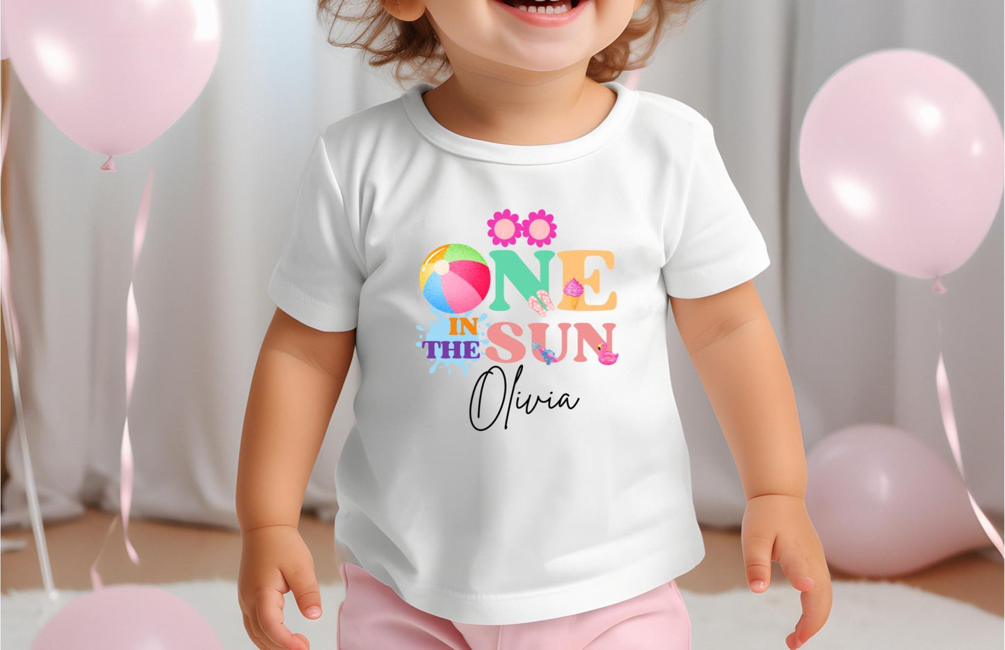 Personalized One In The Sun Pool Party Theme Birthday Girl Shirt | 1st Birthday Outfit | Summer Splish Splash Swimming Birthday Party