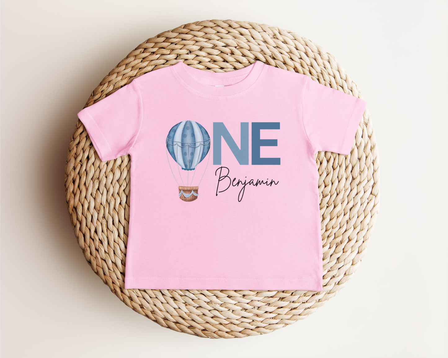 Personalized Blue Hot Air Balloon First Birthday Shirt: 1st Birthday Cake Smash Outfit