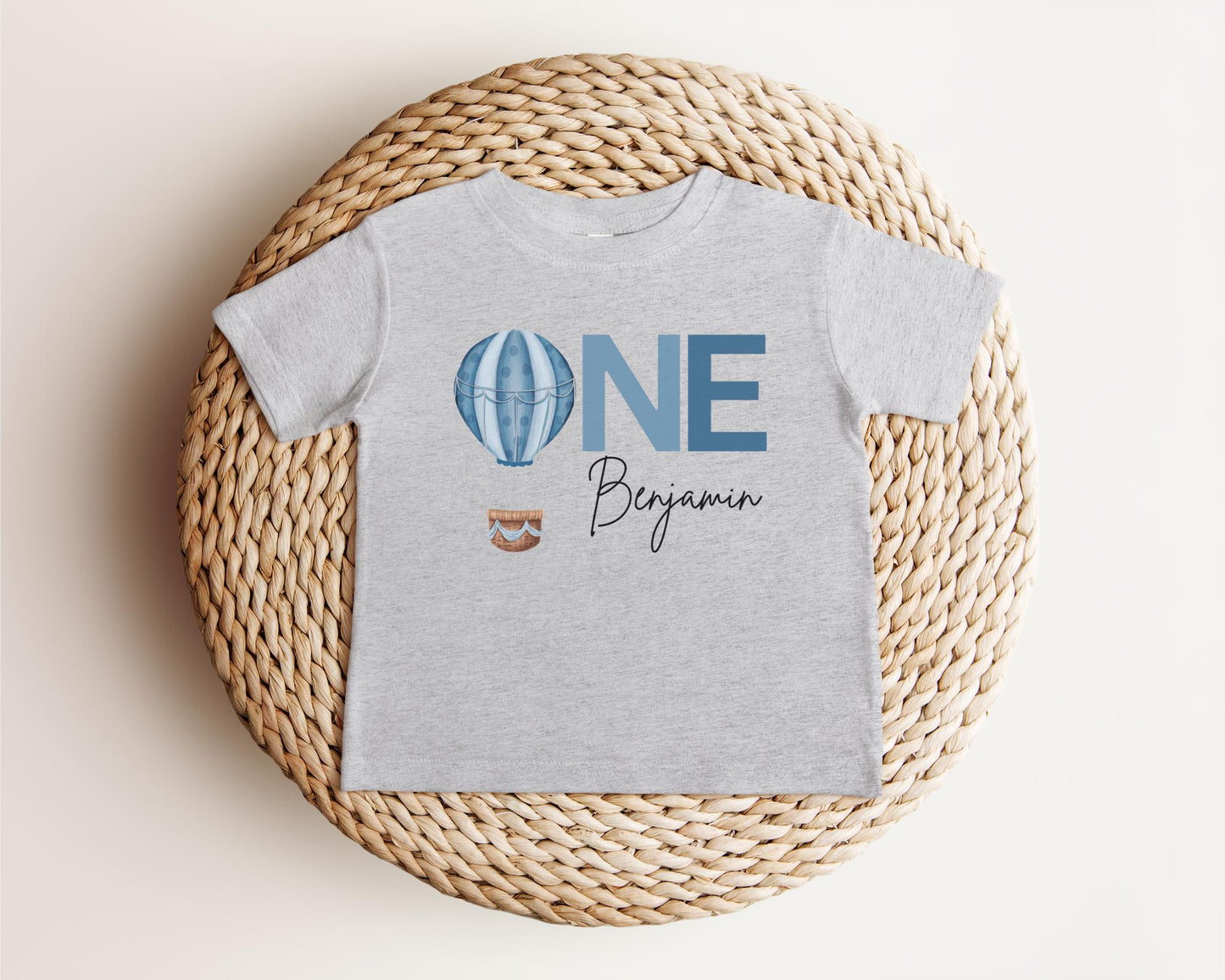 Personalized Blue Hot Air Balloon First Birthday Shirt: 1st Birthday Cake Smash Outfit