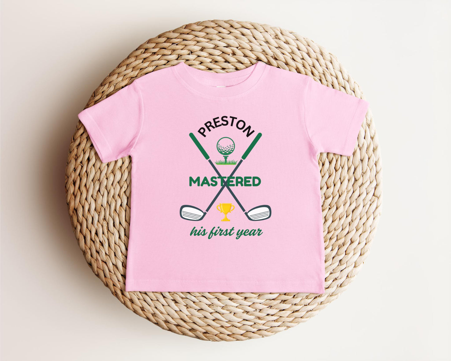 Personalized Golf Mastered One Year Birthday Shirt | Custom Golf Themed 1st Birthday Boy Tee | Hole in One First Birthday Party