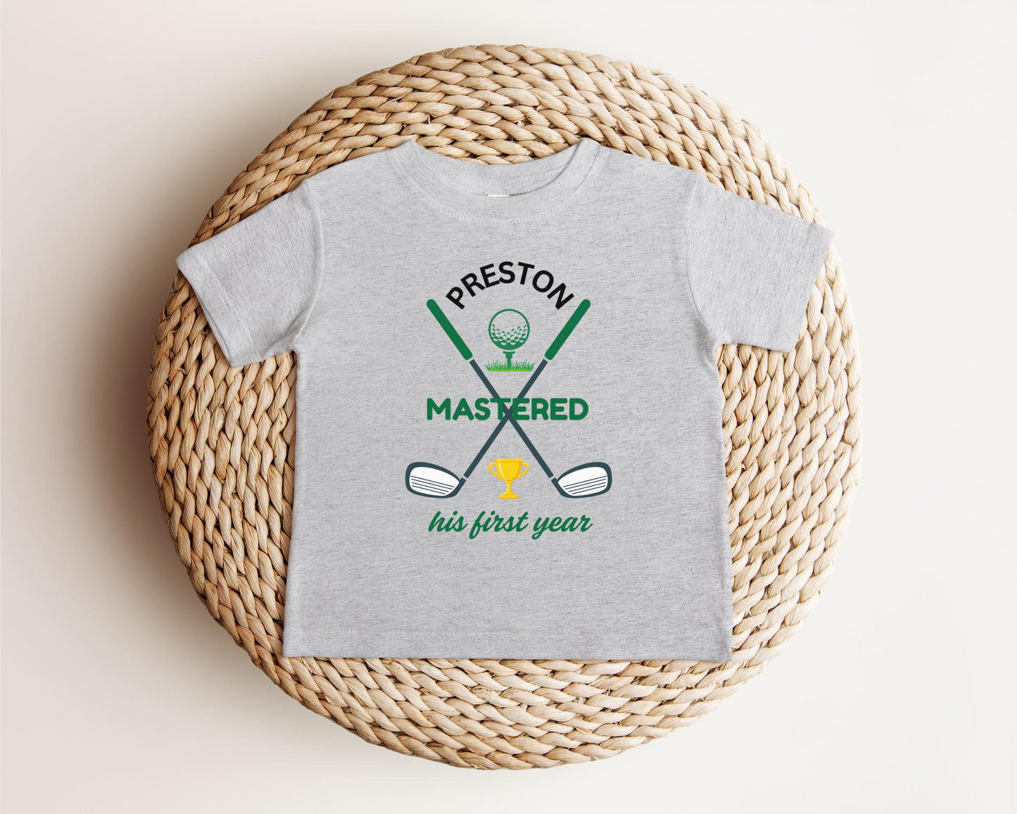 Personalized Golf Mastered One Year Birthday Shirt | Custom Golf Themed 1st Birthday Boy Tee | Hole in One First Birthday Party