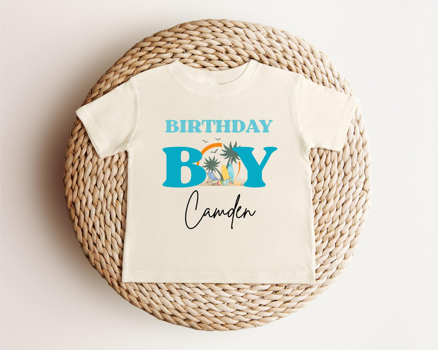 Personalized Surf Birthday Boy Shirt: Beach Themed 1st Birthday Shirt