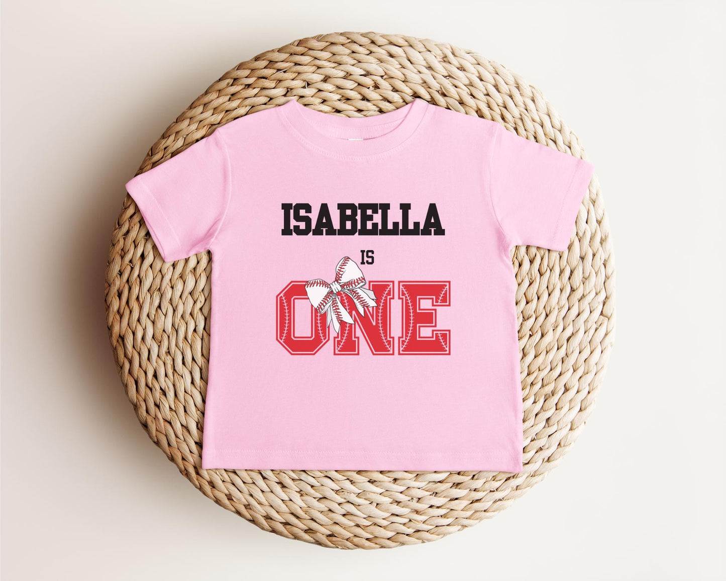 Personalized Coquette Baseball Themed First Birthday Shirt | 1st Birthday Baseball Tee | Custom Baseball Girl Outfit |Sports Birthday