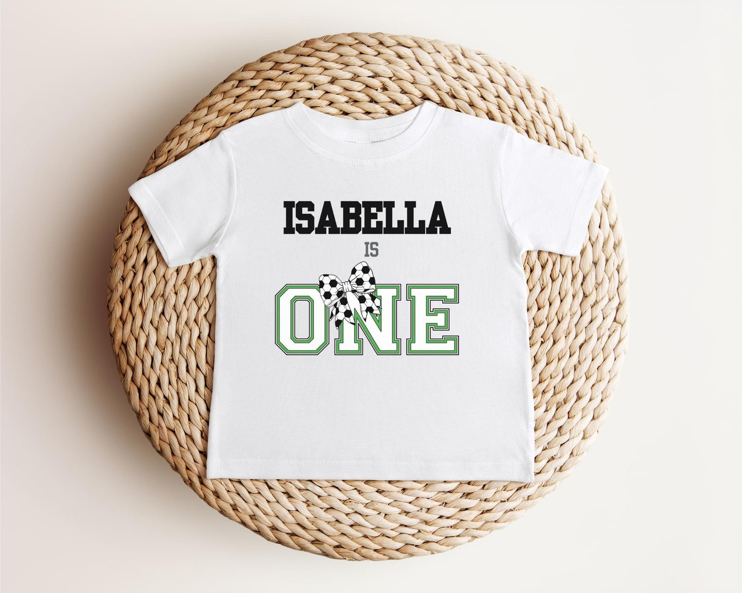 Personalized Coquette First Birthday Girl Soccer Shirt | Soccer 1st Birthday Party Outfit | Baby Toddler Sports Themed Tee Gift