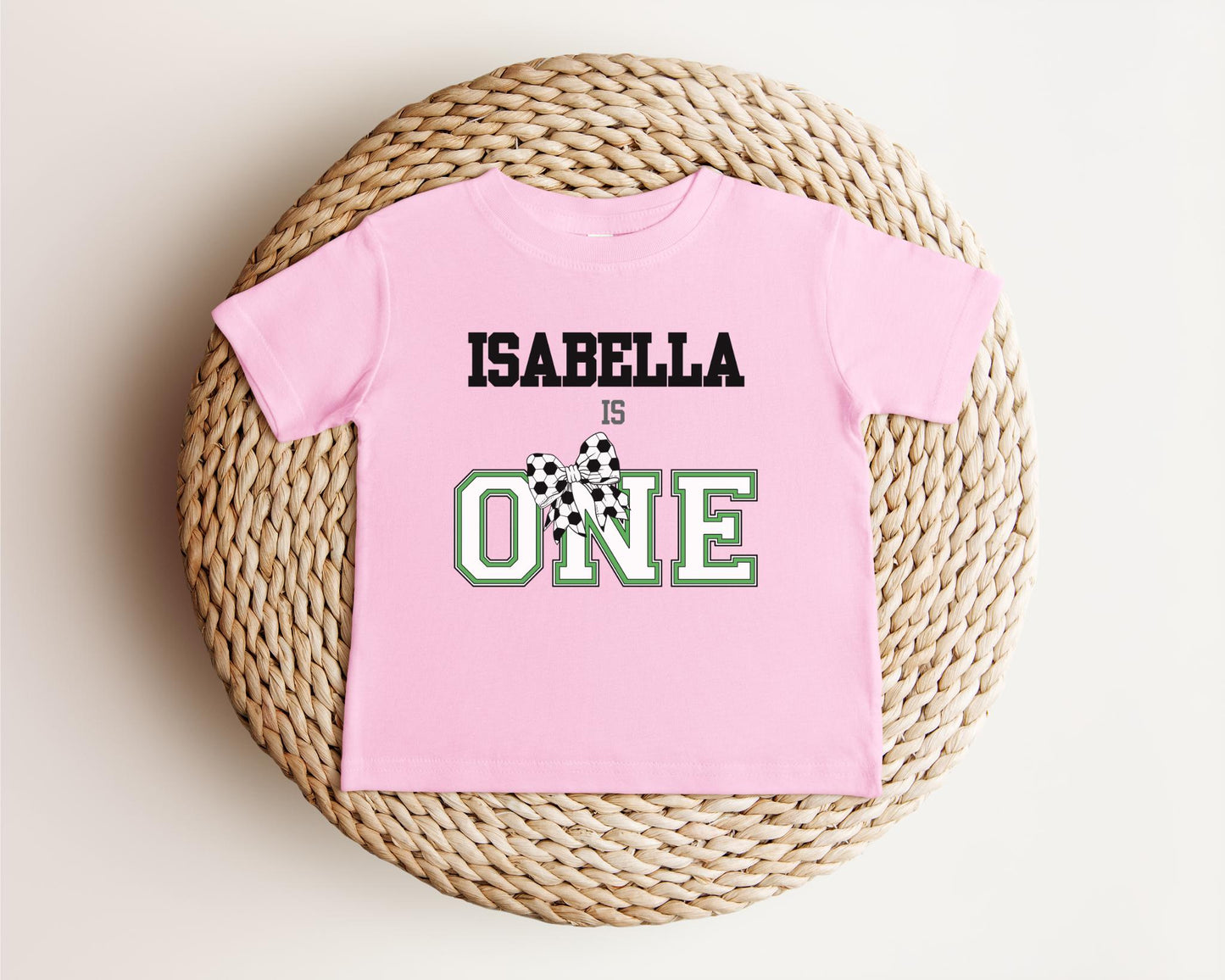 Personalized Coquette First Birthday Girl Soccer Shirt | Soccer 1st Birthday Party Outfit | Baby Toddler Sports Themed Tee Gift
