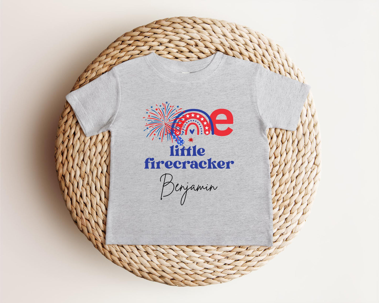 One Little Firecracker First Birthday Shirt | Patriotic Fourth of July 1st Birthday Party Outfit