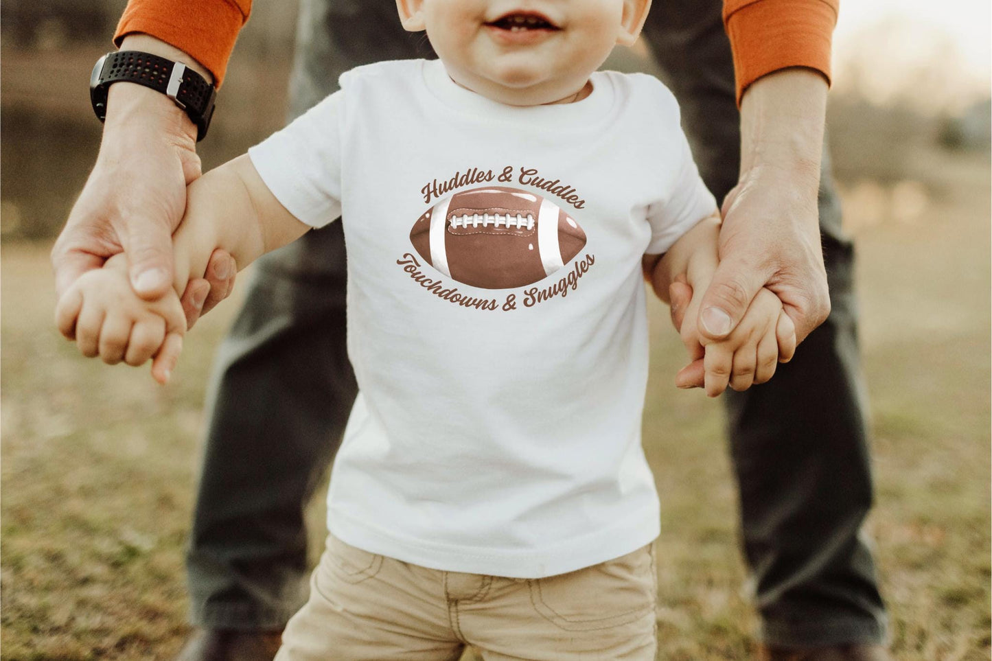 Baby Football Shirt: Huddles, Cuddles, Touchdowns, Snuggles Game Day Tee