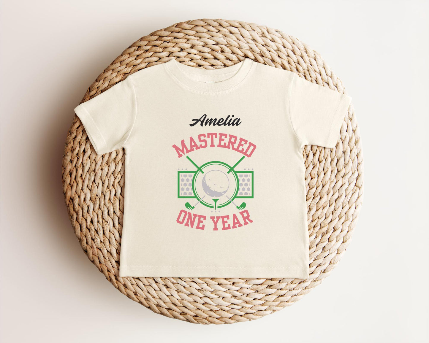 Personalized Golf Mastered One Year Birthday Shirt | Pink Golf Themed 1st Birthday Girl Tee | Hole in One First Birthday Party