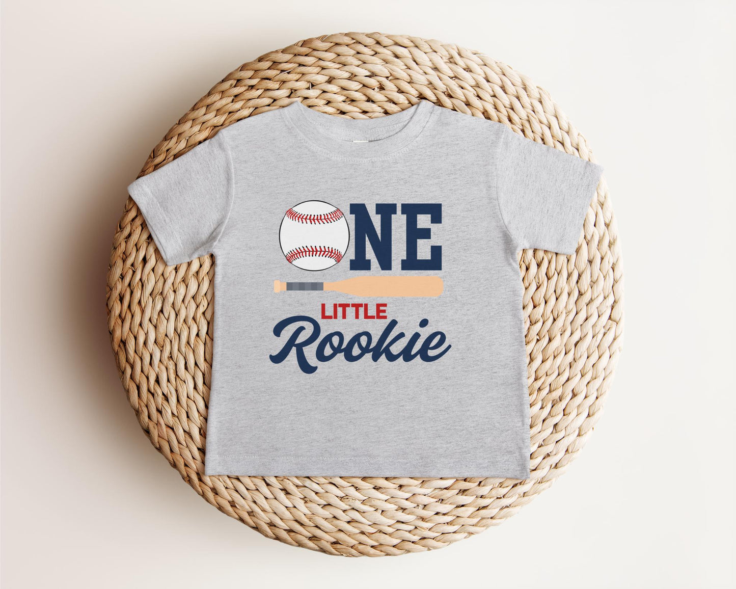 Personalized One Little Rookie First Birthday Front Back Print Shirt | 1st Birthday Baseball Themed Party Outfit | Rookie Of The Year
