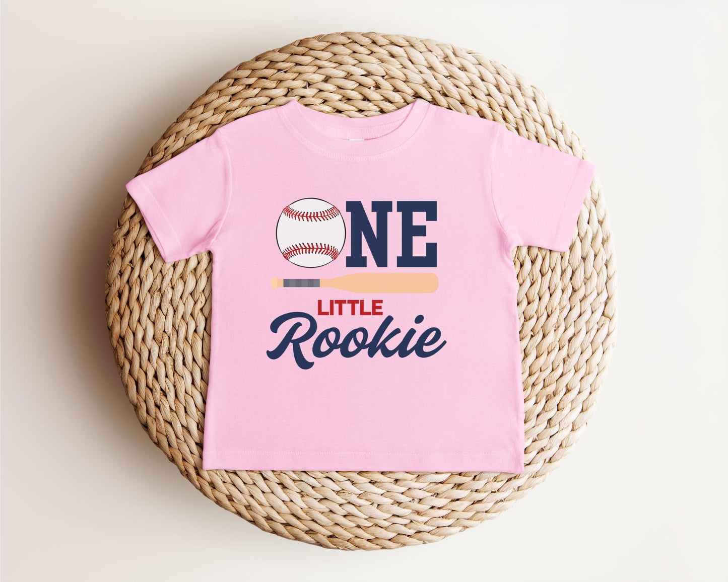 Personalized One Little Rookie First Birthday Front Back Print Shirt | 1st Birthday Baseball Themed Party Outfit | Rookie Of The Year