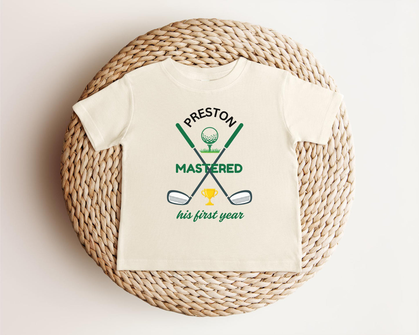 Personalized Golf Mastered One Year Birthday Shirt | Custom Golf Themed 1st Birthday Boy Tee | Hole in One First Birthday Party