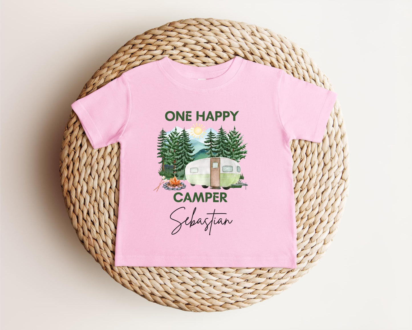 Personalized One Happy Camper First Birthday Shirt: Camping Themed 1st Birthday Party Outfit
