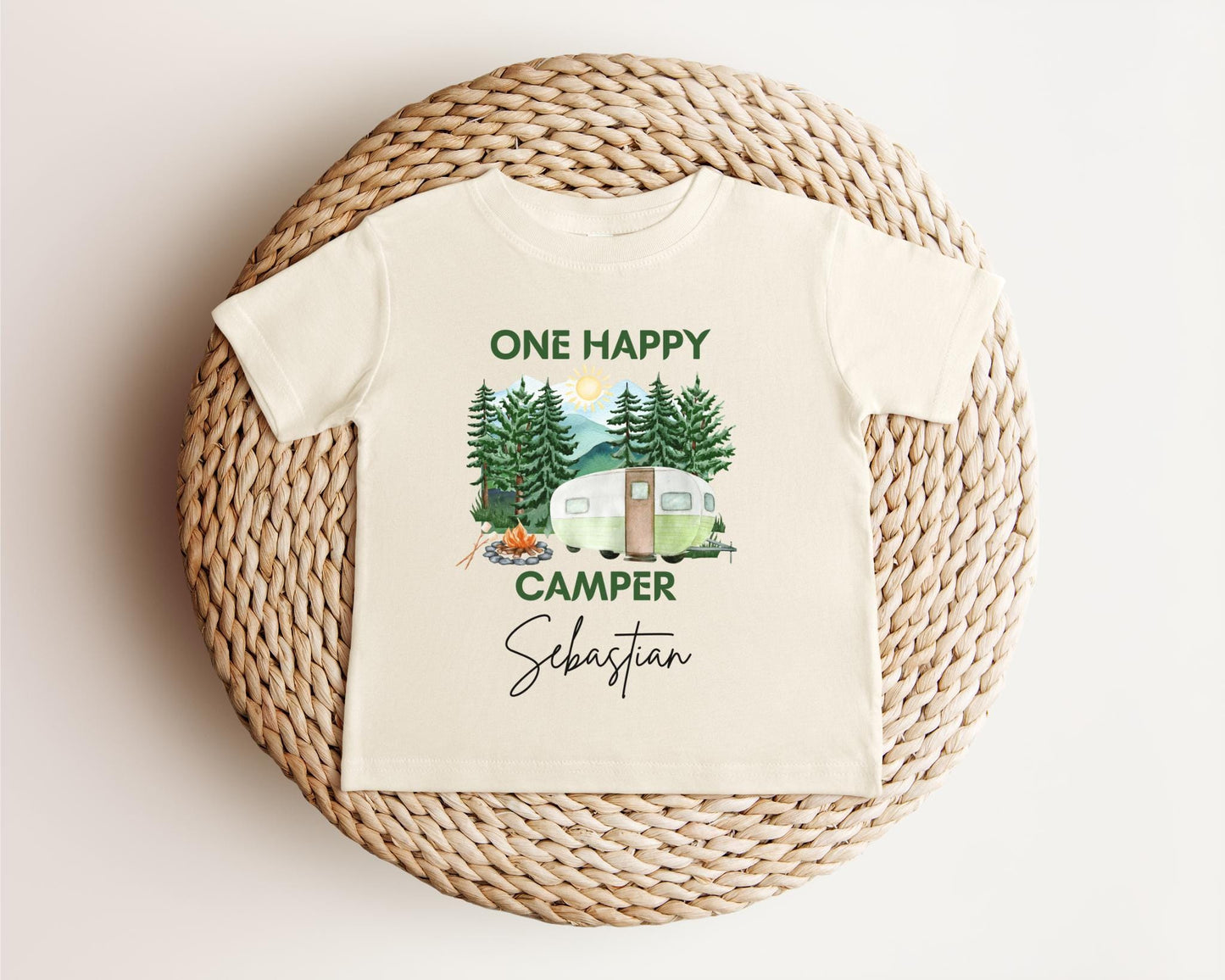 Personalized One Happy Camper First Birthday Shirt: Camping Themed 1st Birthday Party Outfit