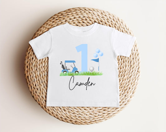 Personalized Golf First Birthday Shirt | Golf Theme Party Tee | 1st Birthday Outfit | Hole in One Birthday Milestone | Golf Part-Tee Time