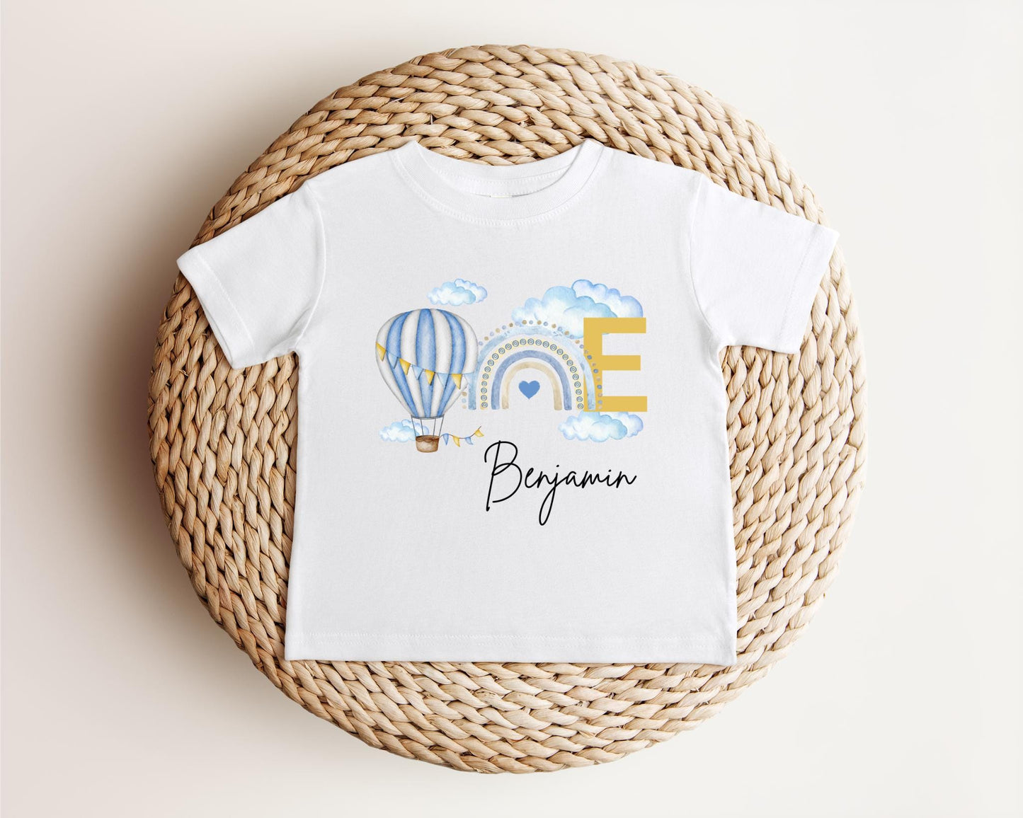 Personalized Hot Air Balloon Rainbow First Birthday Shirt: 1st Birthday Party Outfit