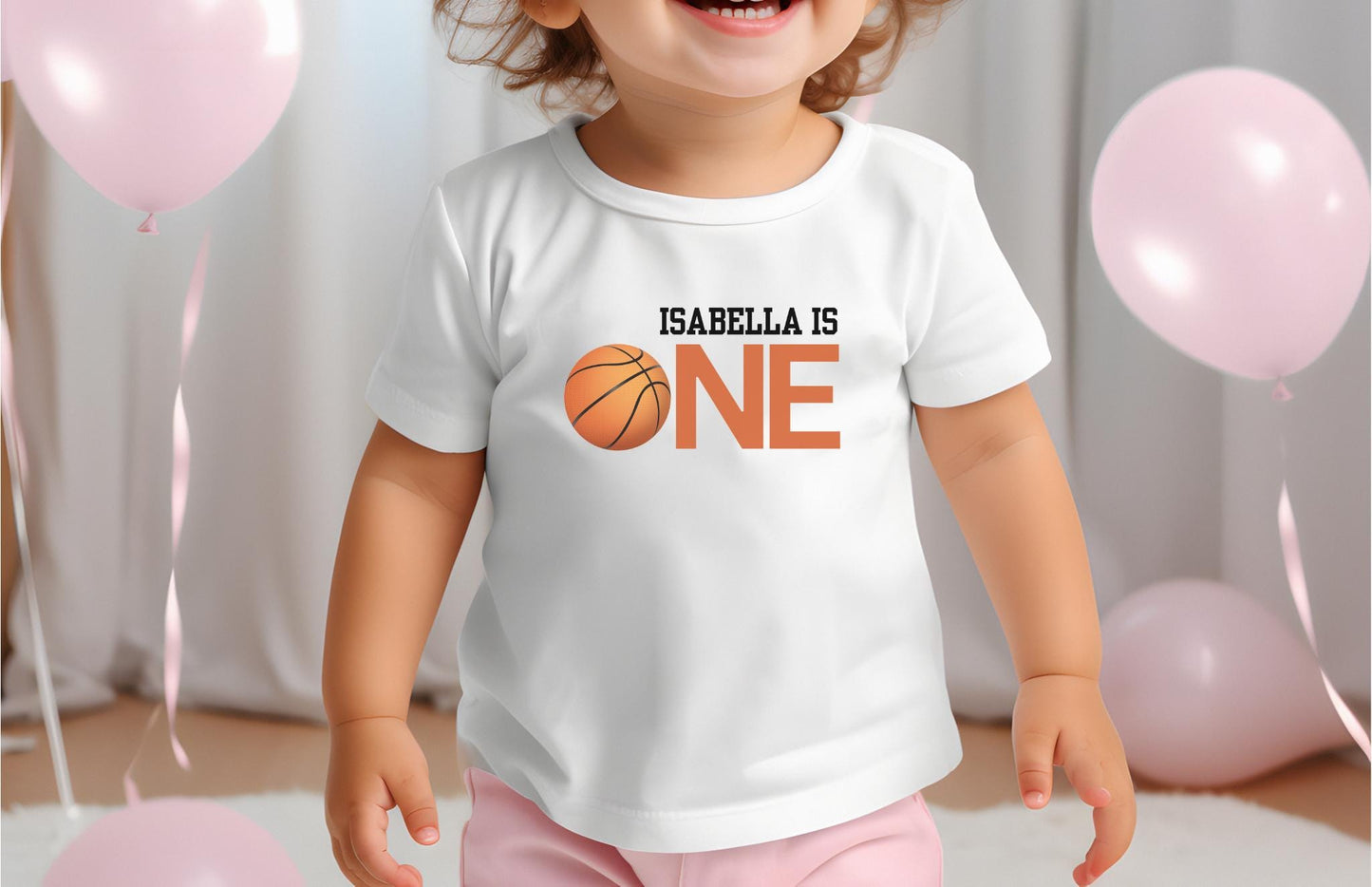 Personalized Basketball 1st Birthday Shirt | Girls Boys First Birthday Shirt | Basketball Birthday Party Outfit | Kids Basketball Tee