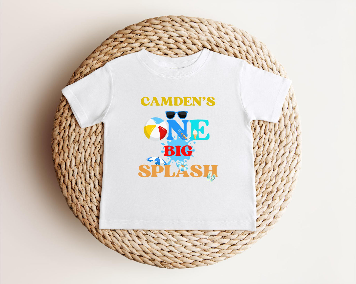 Personalized One Big Splash Pool Party Theme Birthday Boy Shirt | 1st Birthday Outfit | Summer Splish Splash Swimming Pad Birthday