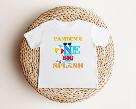 Personalized One Big Splash Pool Party Theme Birthday Boy Shirt | 1st Birthday Outfit | Summer Splish Splash Swimming Pad Birthday