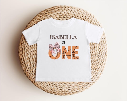 Personalized Coquette Basketball 1st Birthday Shirt | First Birthday Shirt for Girls | Basketball Birthday Party Outfit