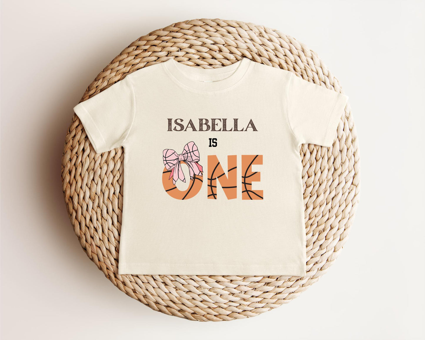Personalized Coquette Basketball 1st Birthday Shirt | First Birthday Shirt for Girls | Basketball Birthday Party Outfit