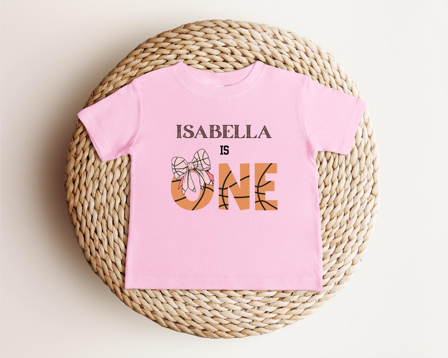 Personalized Coquette Basketball 1st Birthday Shirt | First Birthday Shirt for Girls | Basketball Birthday Party Outfit