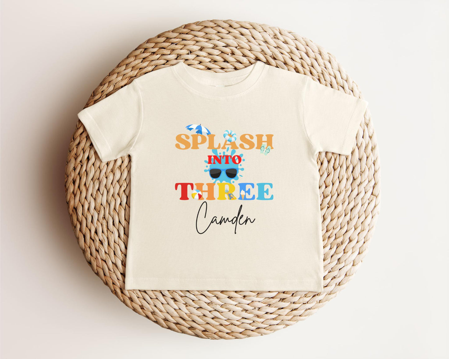 Personalized Splash Into Three Third Birthday Shirt: Summer Pool 3rd Birthday Party Outfit