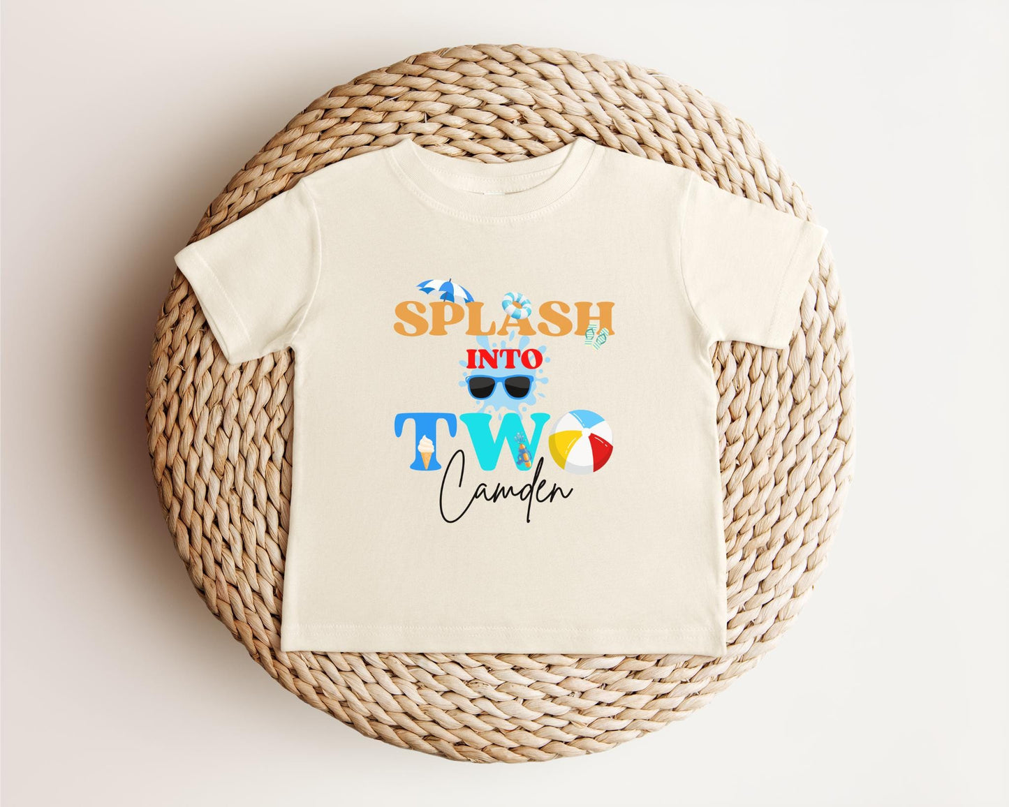 Personalized Splash Into Two Second Birthday Shirt: Summer Pool 2nd Birthday Party Outfit