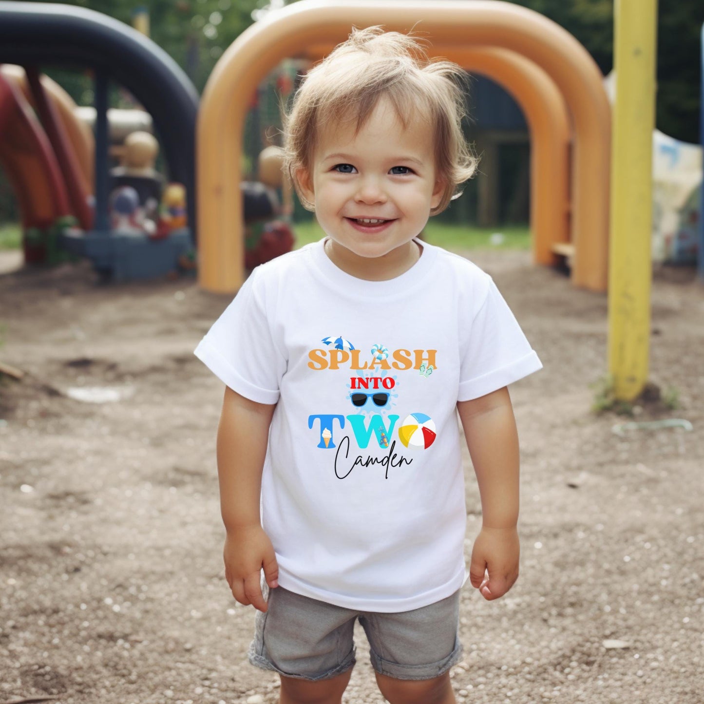 Personalized Splash Into Two Second Birthday Shirt: Summer Pool 2nd Birthday Party Outfit
