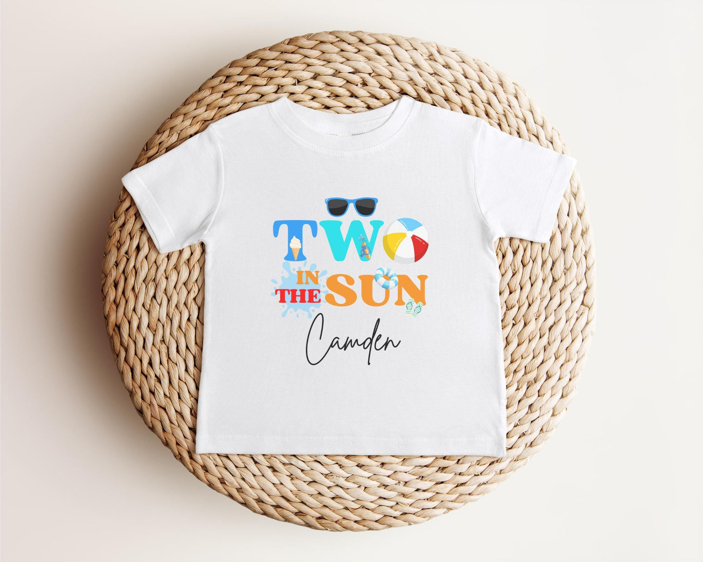 Personalized Two In The Sun Birthday Shirt: Pool Party Summer Outfit